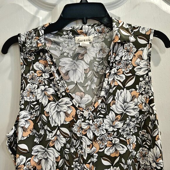 Emi & Joe Sleeveless Collared Floral Dress ~ Size M - Picture 2 of 7